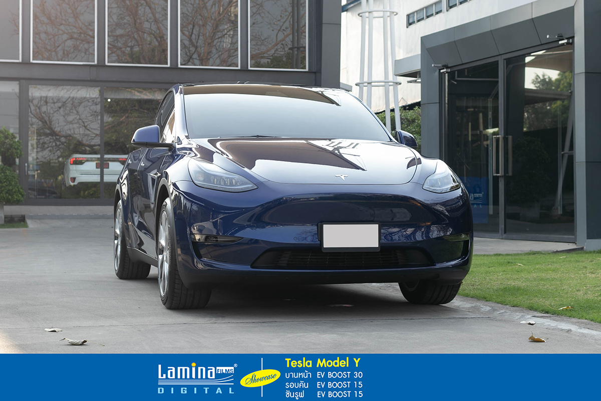 ติดฟิล์มรถยนต์ไฟฟ้า lamina ev boost Tesla Model y 1