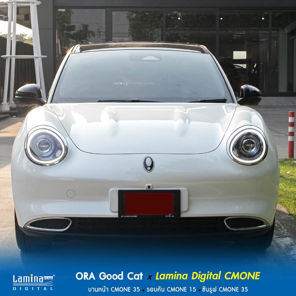 ORA Good Cat สีขาว ติดตั้งฟิล์ม Lamina Digital CM ONE รอบคัน เพิ่มสไตล์และความสบาย