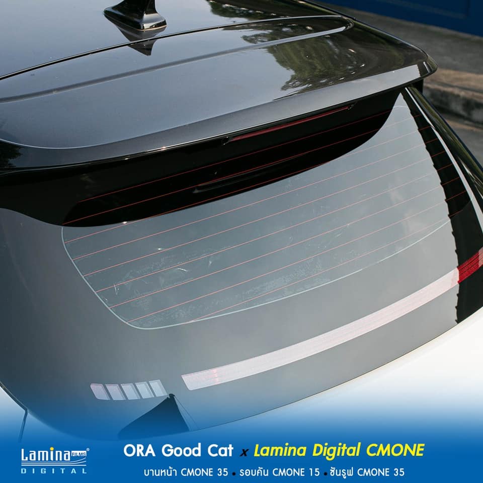 ORA Good Cat สีขาว พร้อมฟิล์ม Lamina CM ONE 15% รอบคัน เพิ่มความเป็นส่วนตัวและลดความร้อน