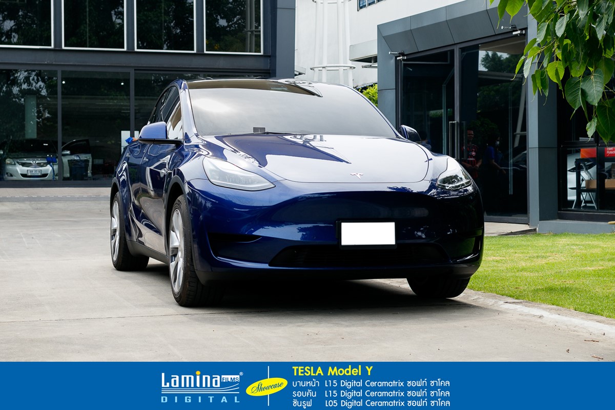 ฟิล์มเซรามิค lamina ceramatrix tesla model y blue 1