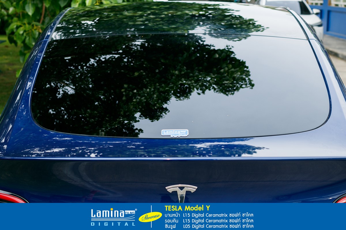 ฟิล์มเซรามิค lamina ceramatrix tesla model y blue 4