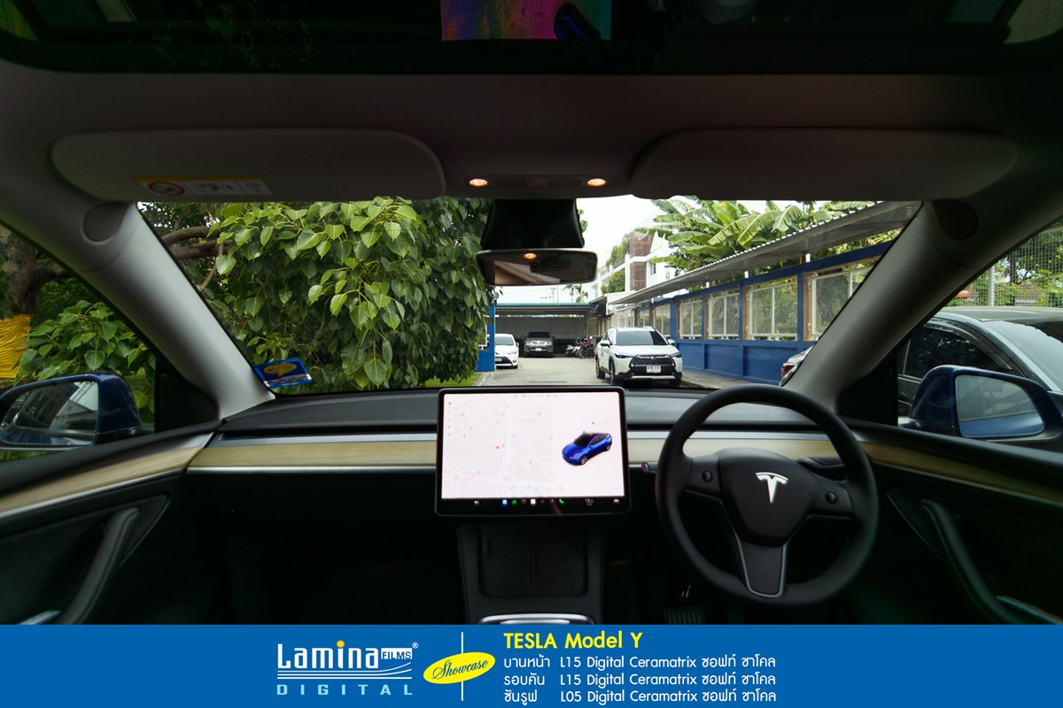 ฟิล์มเซรามิค lamina ceramatrix tesla model y blue 8