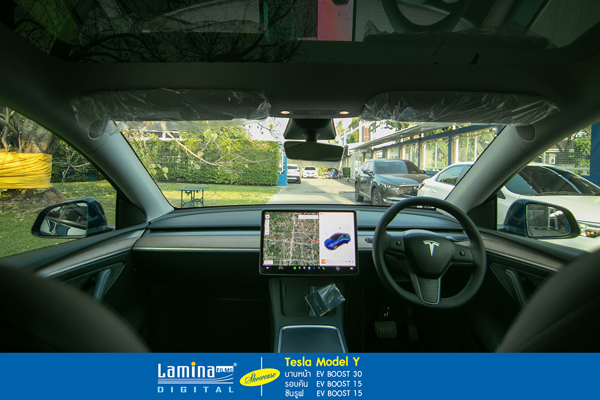 ติดฟิล์มรถยนต์ไฟฟ้า lamina ev boost Tesla Model y 8